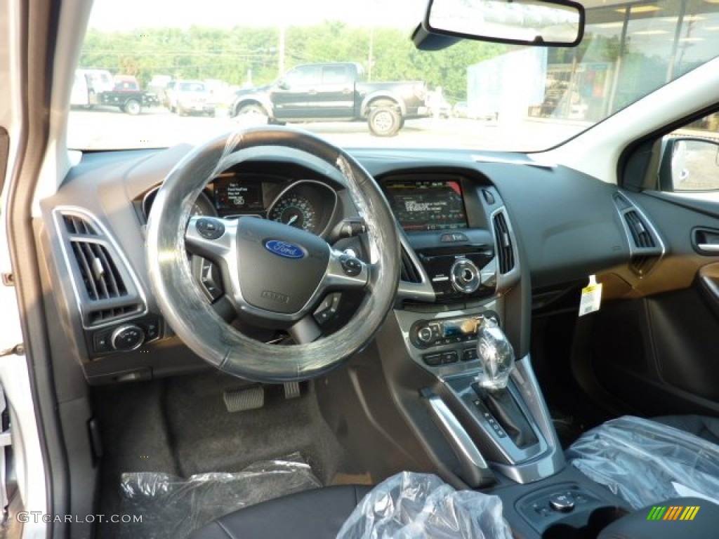 2012 Ford Focus Titanium Sedan Charcoal Black Leather Dashboard Photo #50277639