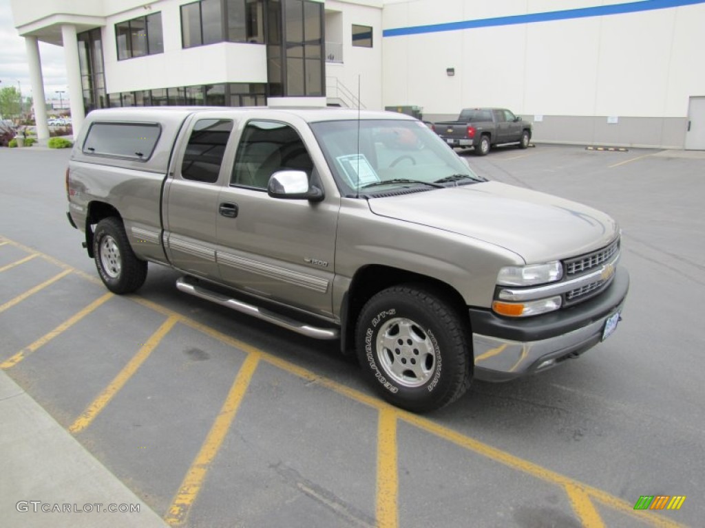 2002 Silverado 1500 LS Extended Cab 4x4 - Light Pewter Metallic / Tan photo #25