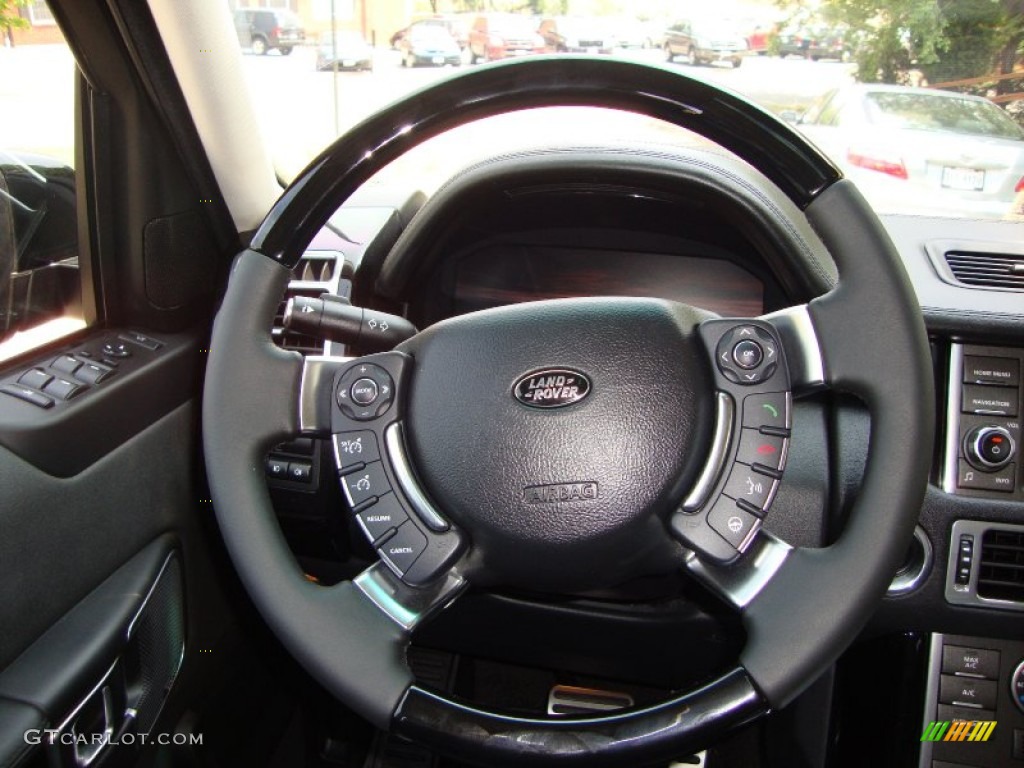 2010 Land Rover Range Rover Supercharged Jet Black Steering Wheel Photo #50281071