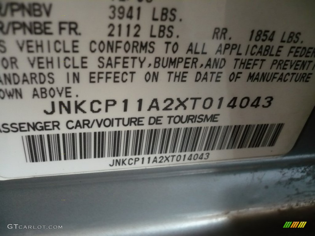 1999 Infiniti G 20 Sedan Info Tag Photo #50281080