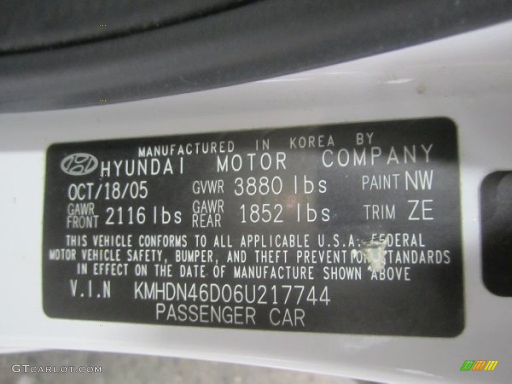 2006 Elantra GLS Sedan - Nordic White / Beige photo #8
