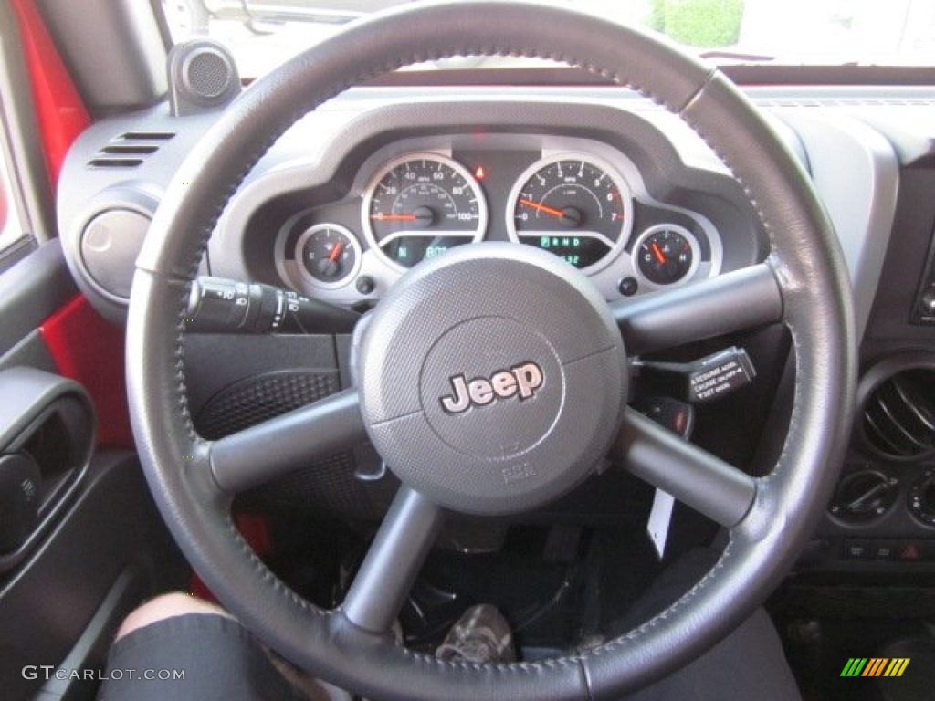 2010 Jeep Wrangler Rubicon 4x4 Dark Slate Gray/Medium Slate Gray Steering Wheel Photo #50291478