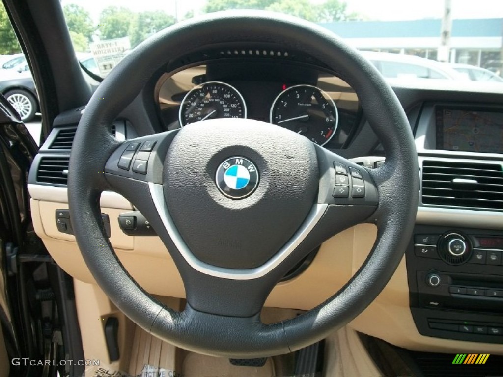 2007 BMW X5 4.8i Sand Beige Steering Wheel Photo #50292309
