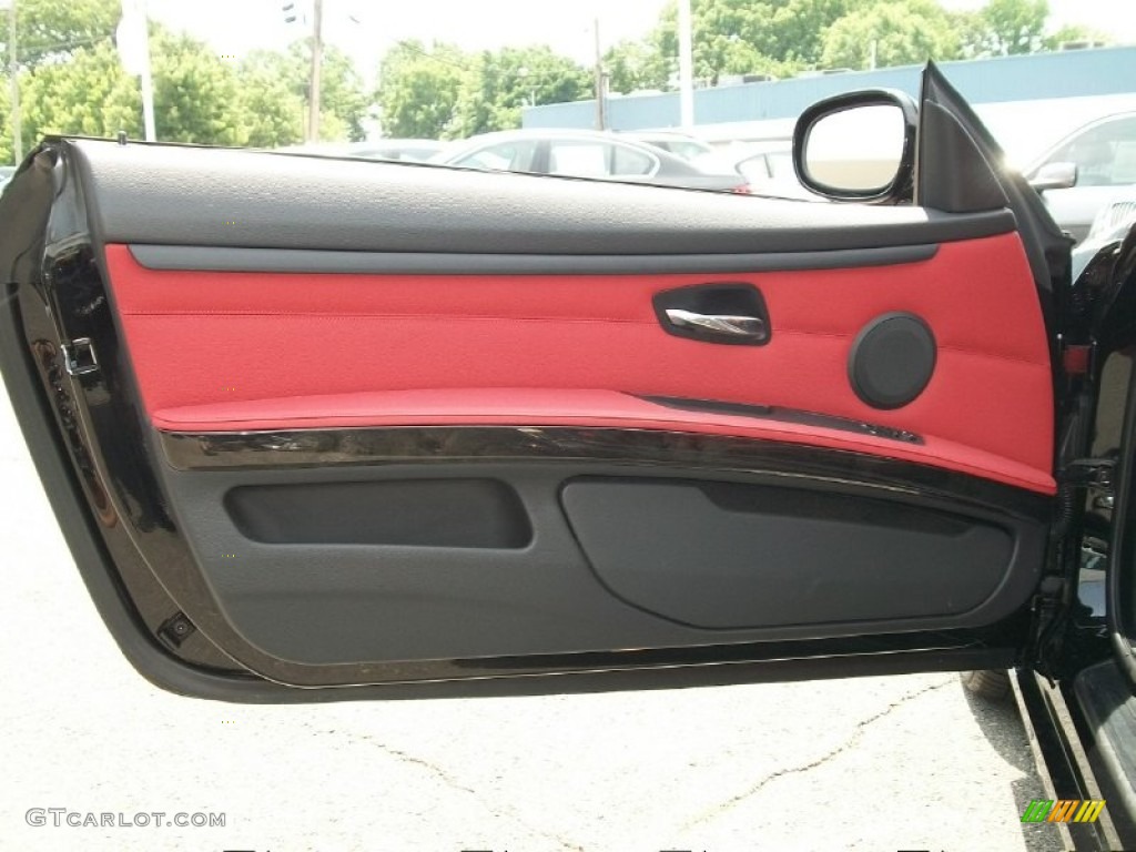 2010 BMW 3 Series 335i xDrive Coupe Coral Red/Black Dakota Leather Door Panel Photo #50293248