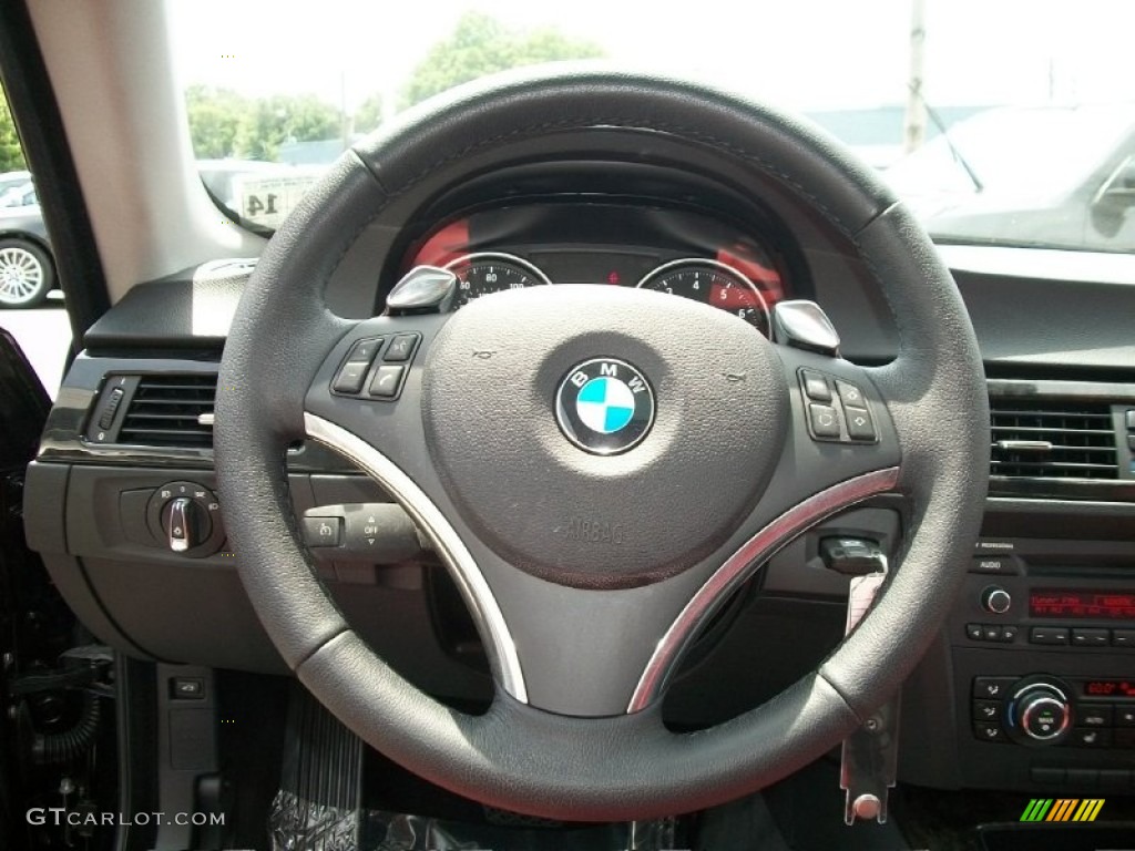 2010 BMW 3 Series 335i xDrive Coupe Coral Red/Black Dakota Leather Steering Wheel Photo #50293320
