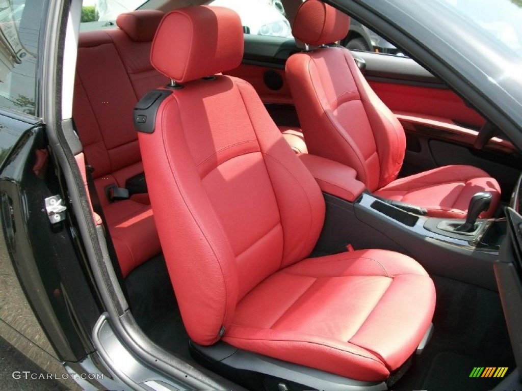 2010 3 Series 335i xDrive Coupe - Jet Black / Coral Red/Black Dakota Leather photo #27