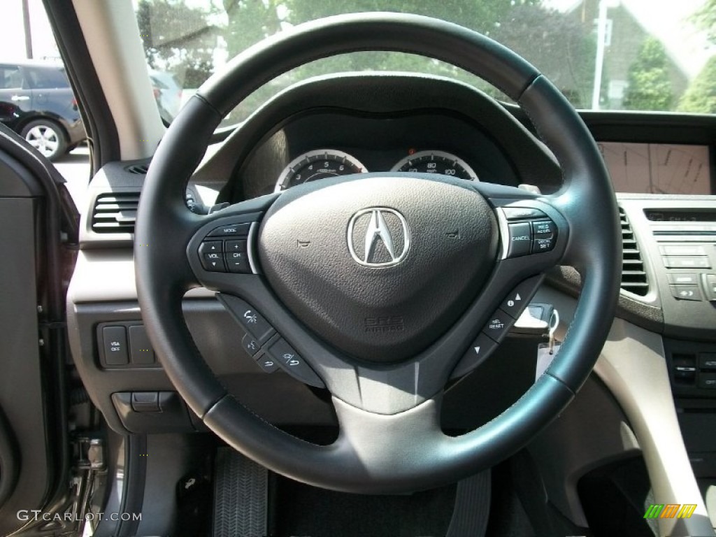 2010 Acura TSX V6 Sedan Ebony Steering Wheel Photo #50296389
