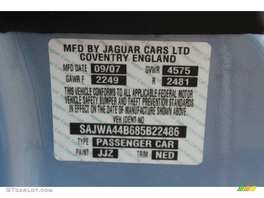 2008 XK Color Code JJZ for Frost Blue Metallic Photo #50296524