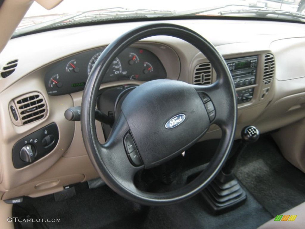 2003 Ford F150 XL Regular Cab Medium Parchment Beige Steering Wheel Photo #50296578