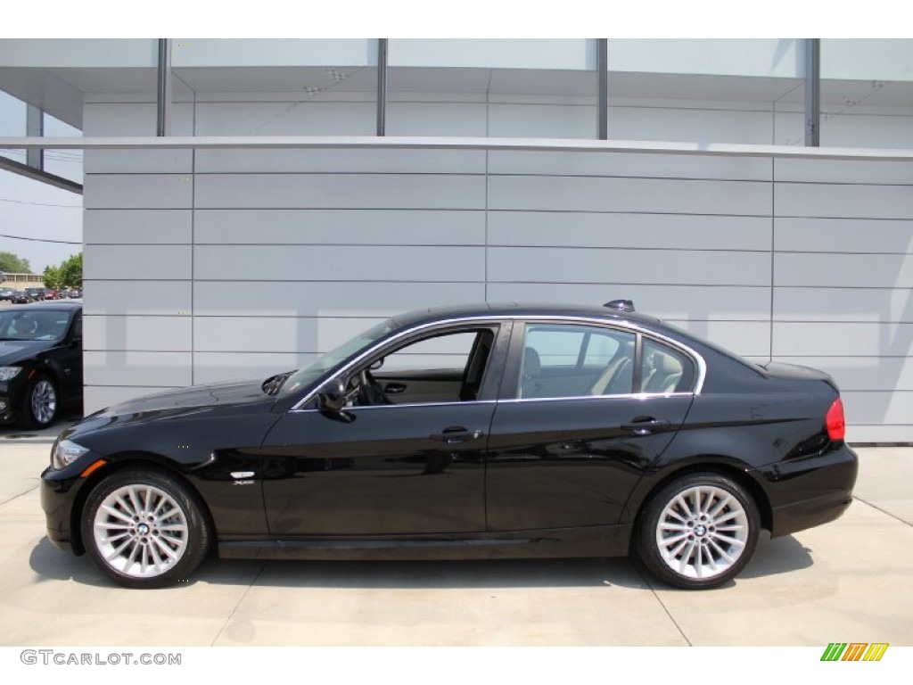 2010 3 Series 335i xDrive Sedan - Jet Black / Oyster/Black Dakota Leather photo #3