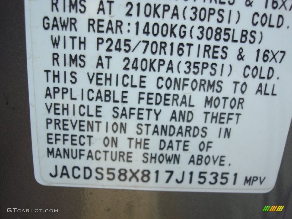 2001 Isuzu Trooper LS Info Tag Photos