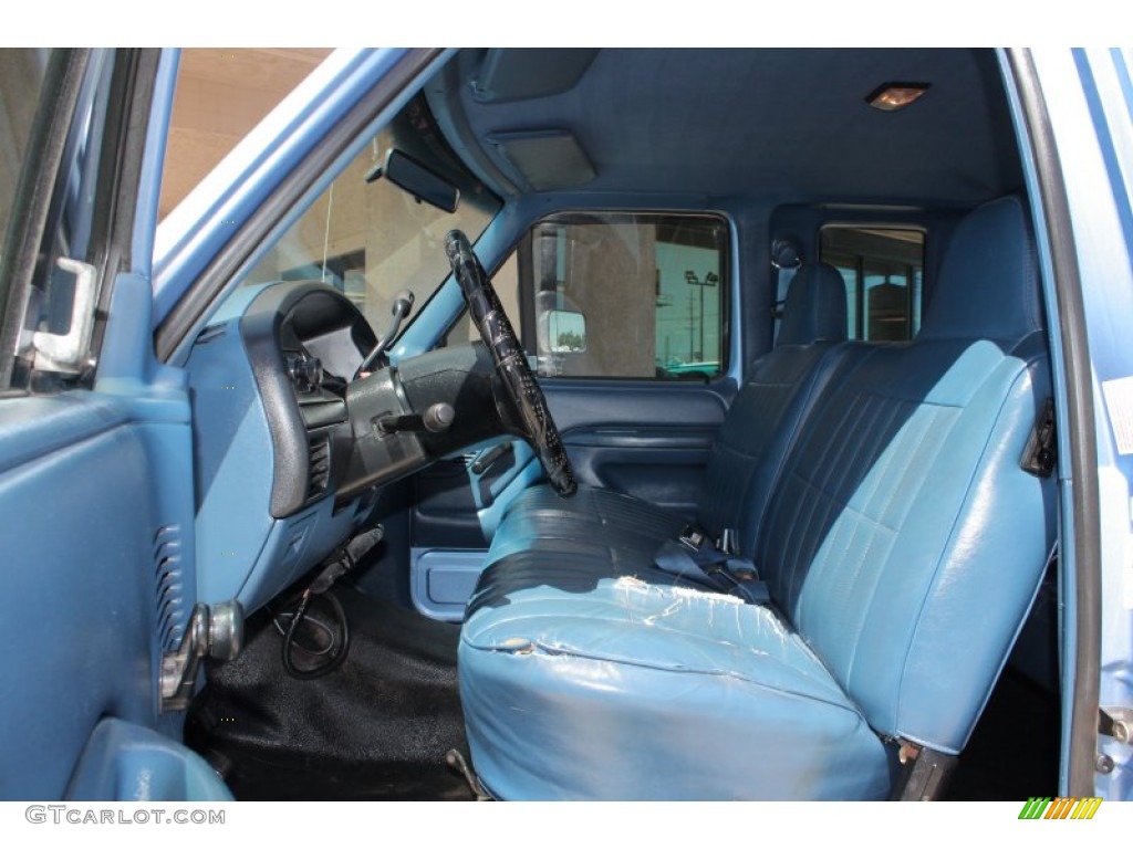 Blue Interior 1996 Ford F250 XL Extended Cab Photo #50306763