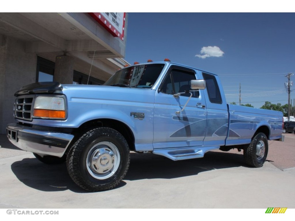 Portofino Blue Metallic 1996 Ford F250 XL Extended Cab Exterior Photo #50306868