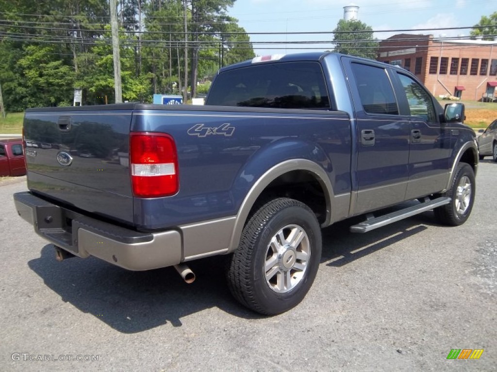 2005 F150 Lariat SuperCrew 4x4 - Medium Wedgewood Blue Metallic / Tan photo #2