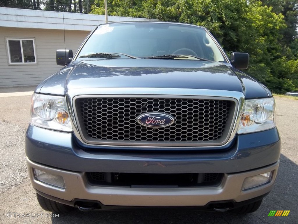 2005 F150 Lariat SuperCrew 4x4 - Medium Wedgewood Blue Metallic / Tan photo #6