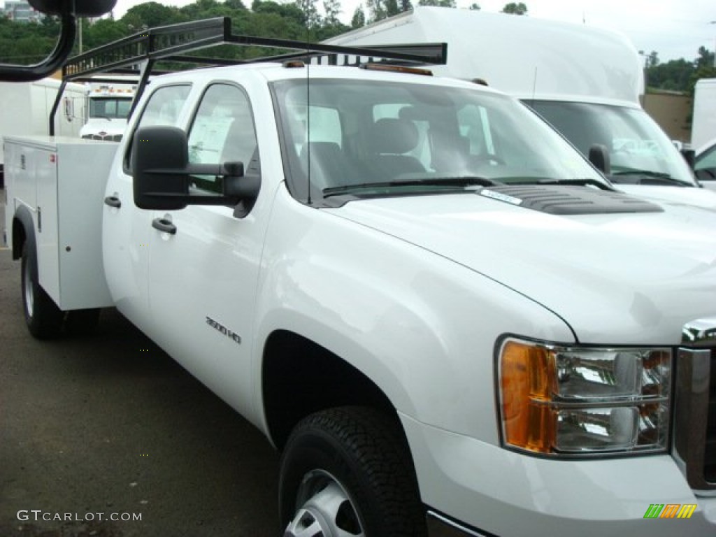 2011 Sierra 3500HD Work Truck Crew Cab 4x4 Chassis Dump Truck - Summit White / Dark Titanium photo #1