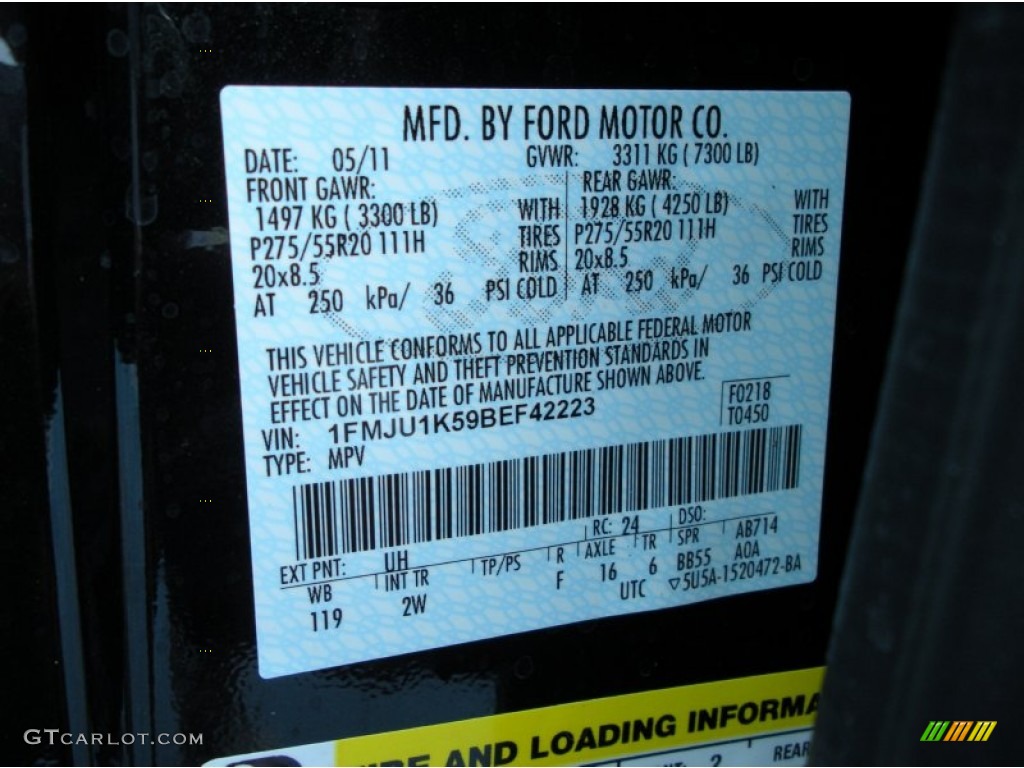 2011 Expedition Color Code UH for Tuxedo Black Metallic Photo #50319859