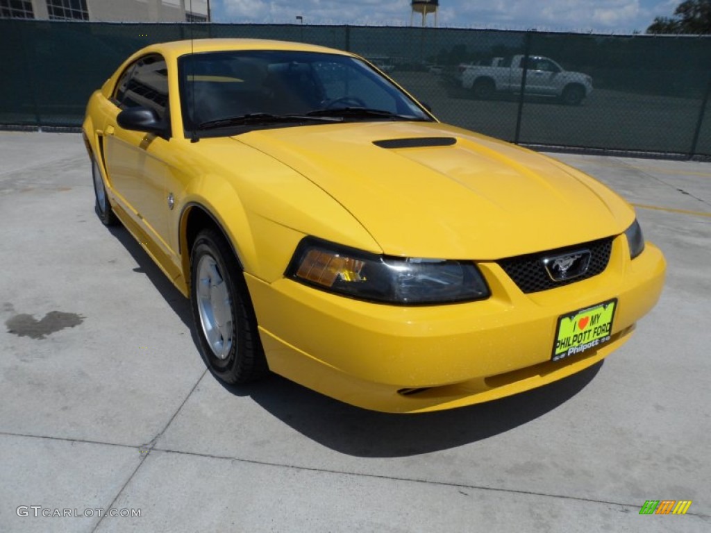 1999 Mustang V6 Coupe - Chrome Yellow / Dark Charcoal photo #1