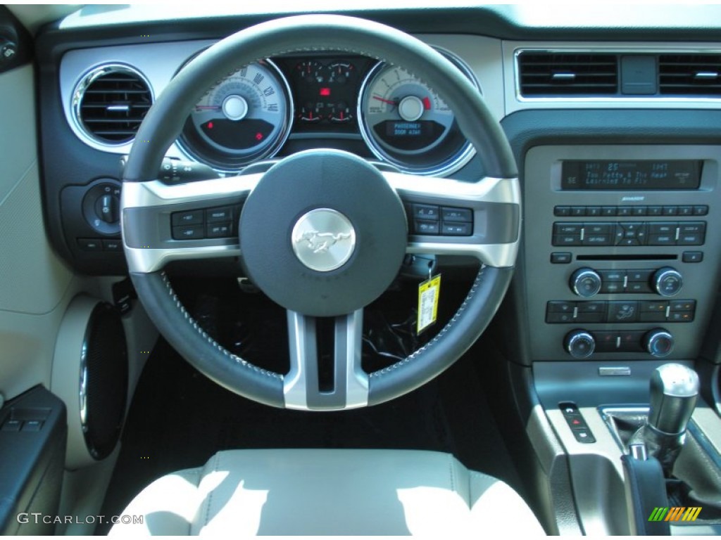 2010 Ford Mustang GT Premium Coupe Stone Steering Wheel Photo #50323026