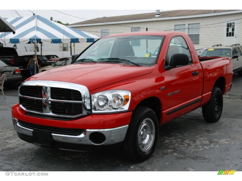 2007 Ram 1500 SLT Regular Cab - Flame Red / Medium Slate Gray photo #9