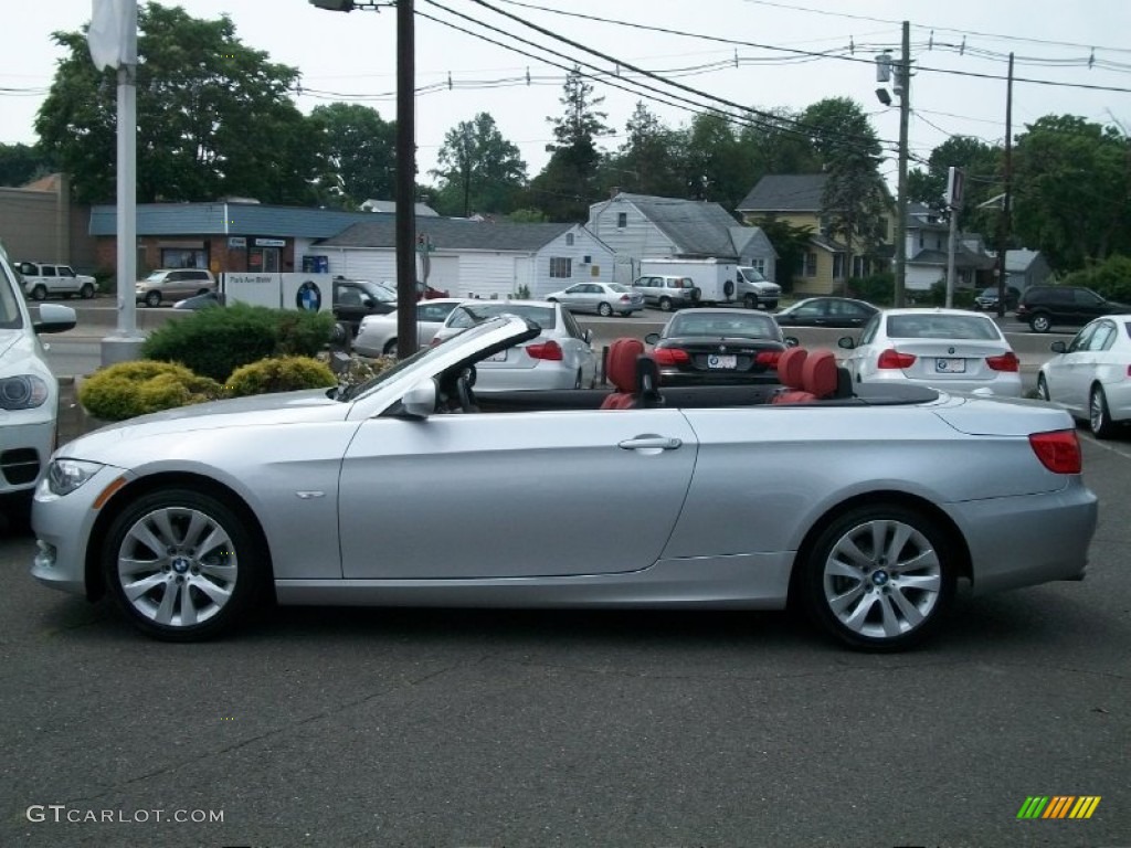 2011 3 Series 328i Convertible - Titanium Silver Metallic / Coral Red/Black Dakota Leather photo #8