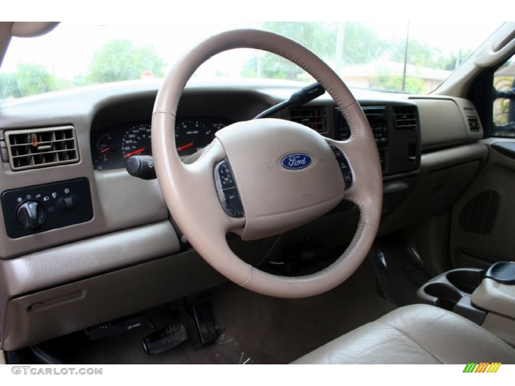 2003 Ford F350 Super Duty Lariat Crew Cab 4x4 Dually Medium Parchment Steering Wheel Photo #50333216