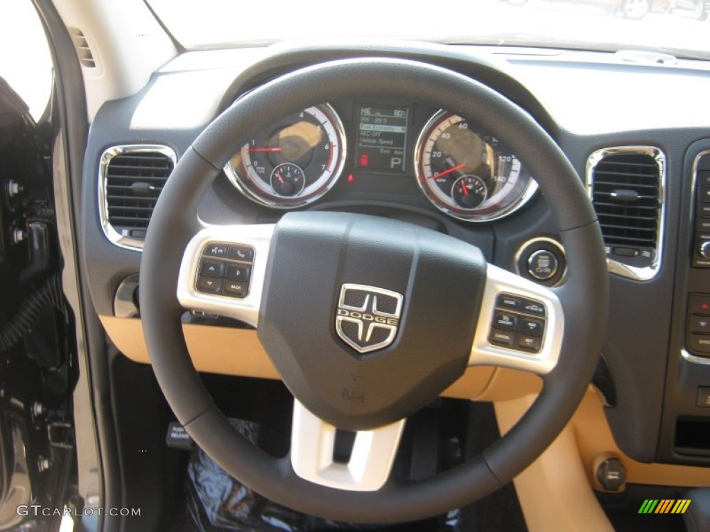 2011 Dodge Durango Citadel Black/Tan Steering Wheel Photo #50334944