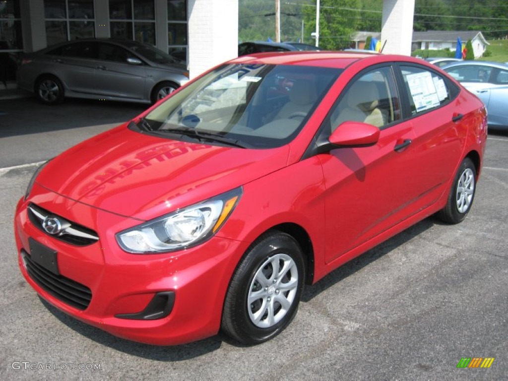 Boston Red 2012 Hyundai Accent GLS 4 Door Exterior Photo #50339144