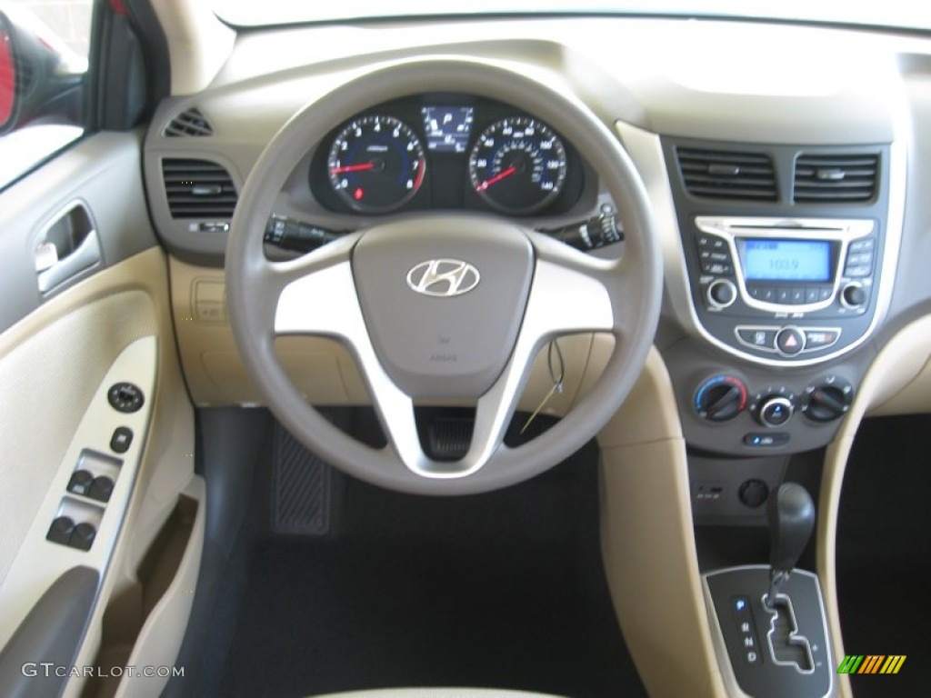2012 Hyundai Accent GLS 4 Door Beige Dashboard Photo #50339466