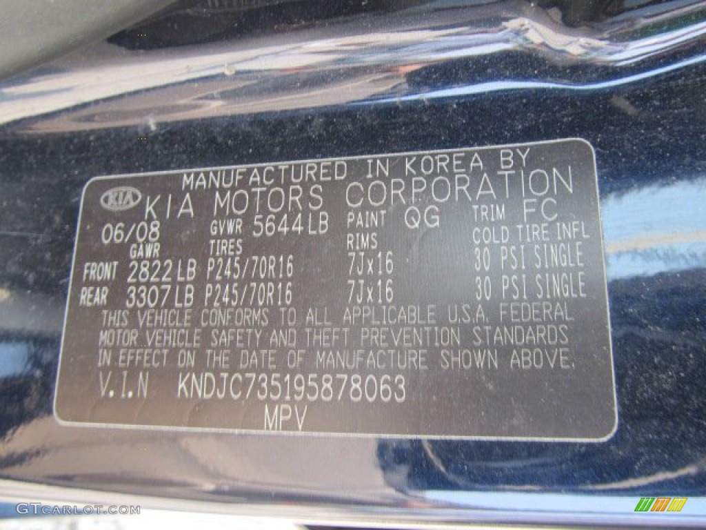 2009 Sorento Color Code QG for Midnight Blue Photo #50340218