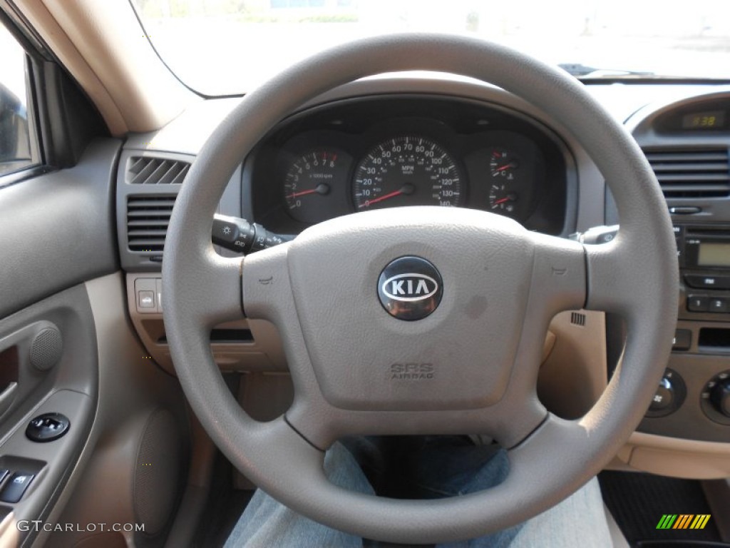 2005 Kia Spectra EX Sedan Beige Steering Wheel Photo #50344203