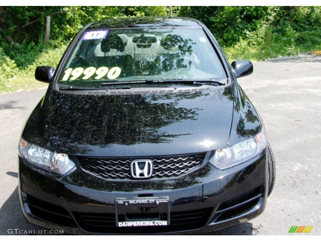 2007 Civic LX Coupe - Nighthawk Black Pearl / Gray photo #2