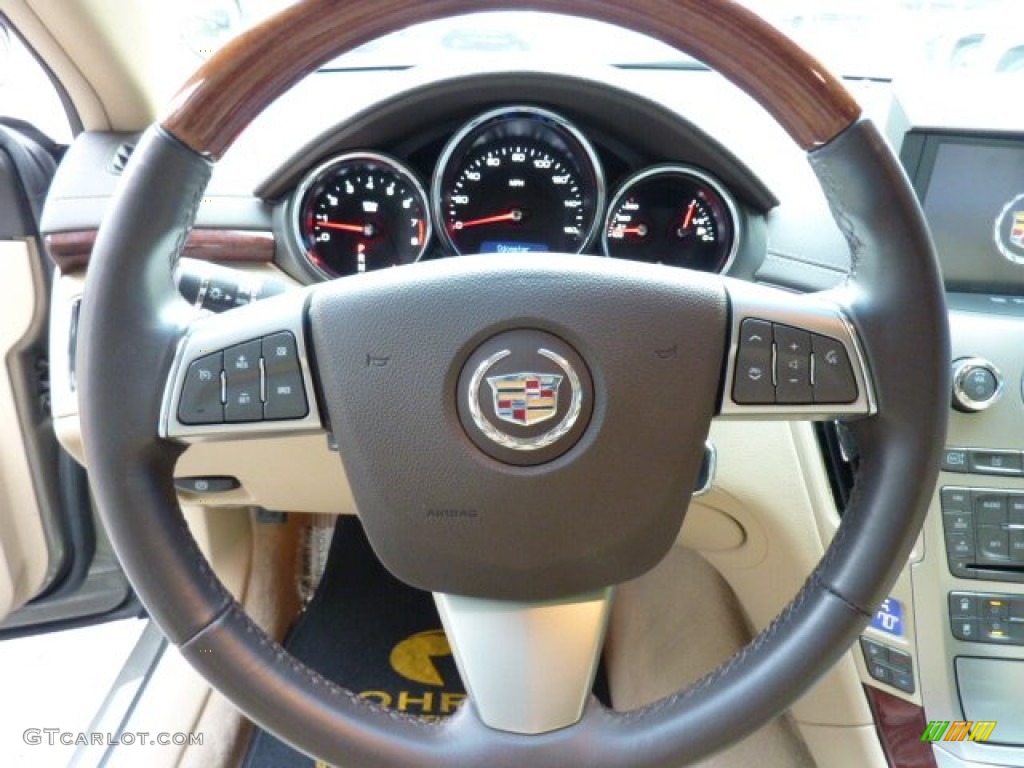 2010 Cadillac CTS 4 3.6 AWD Sedan Cashmere/Cocoa Steering Wheel Photo #50349138