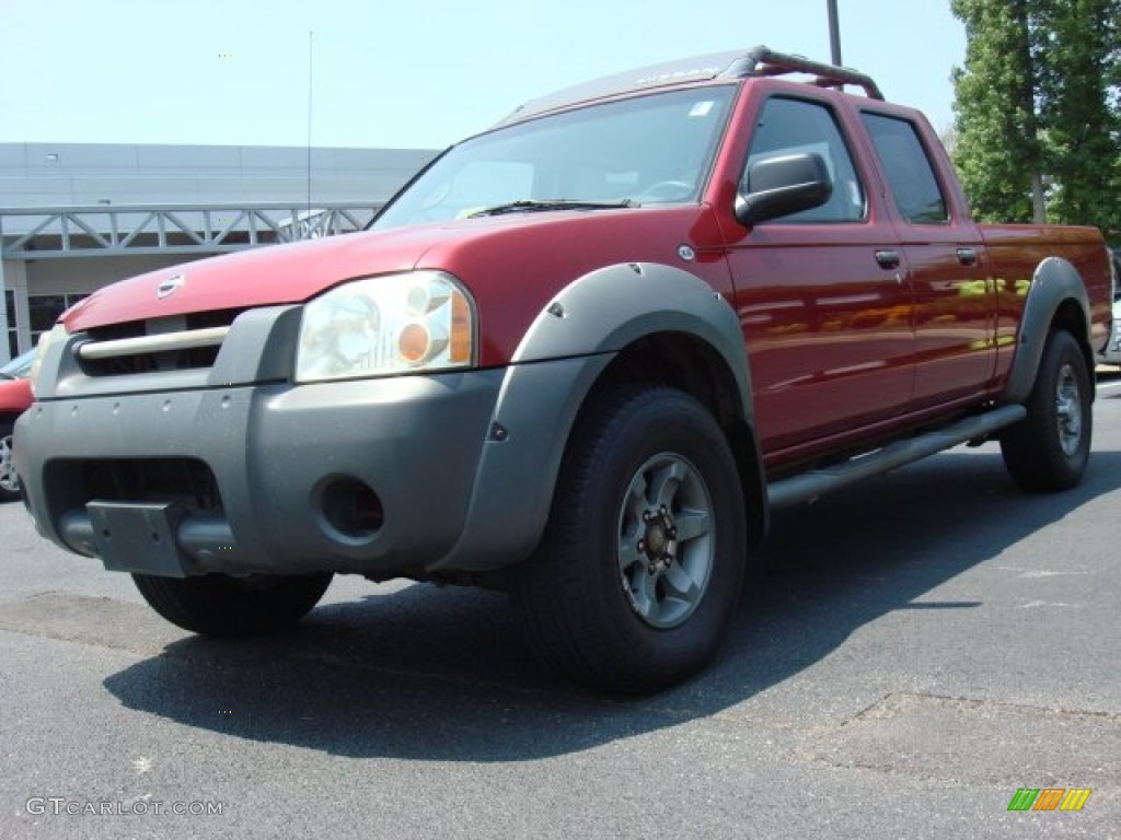 2002 Frontier XE Crew Cab - Molten Lava Red Pearl / Charcoal photo #1