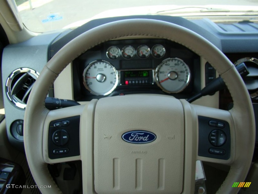 2008 Ford F250 Super Duty Lariat Crew Cab Camel Steering Wheel Photo #50360631