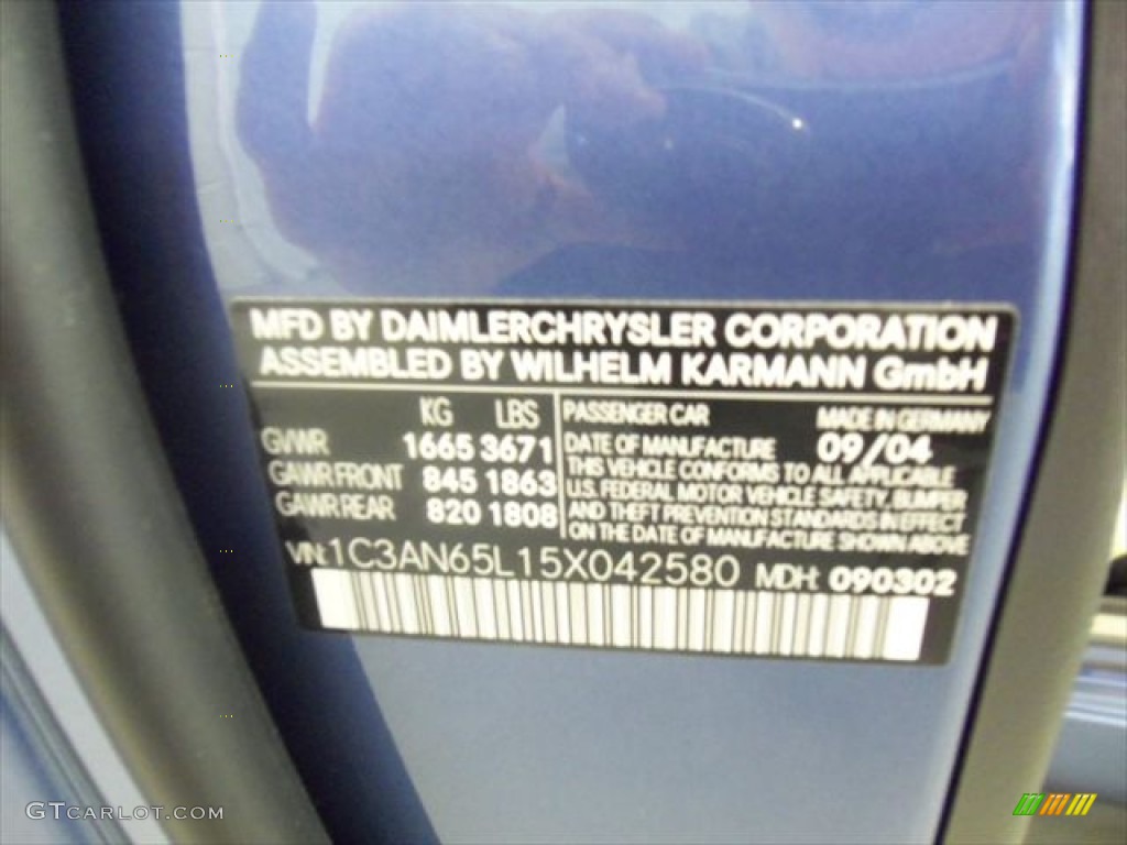 2005 Chrysler Crossfire Limited Roadster Info Tag Photo #50360778
