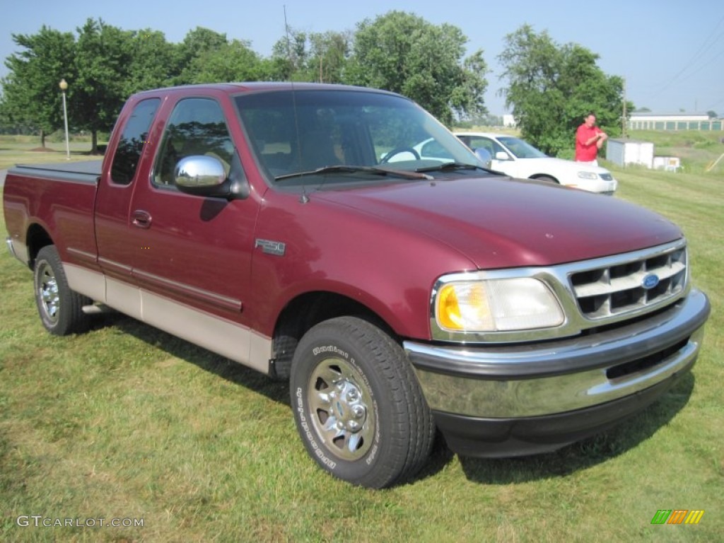 1997 F250 XLT Extended Cab - Dark Toreador Red Metallic / Prairie Tan photo #1
