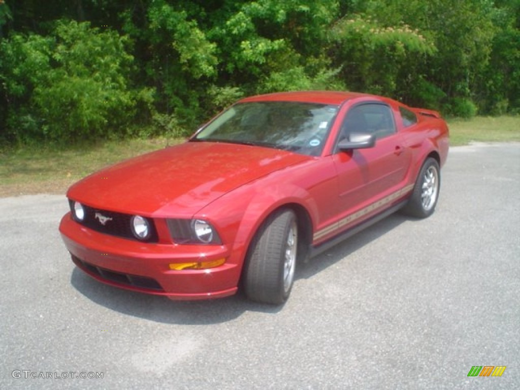 2008 Mustang V6 Premium Coupe - Dark Candy Apple Red / Medium Parchment photo #1