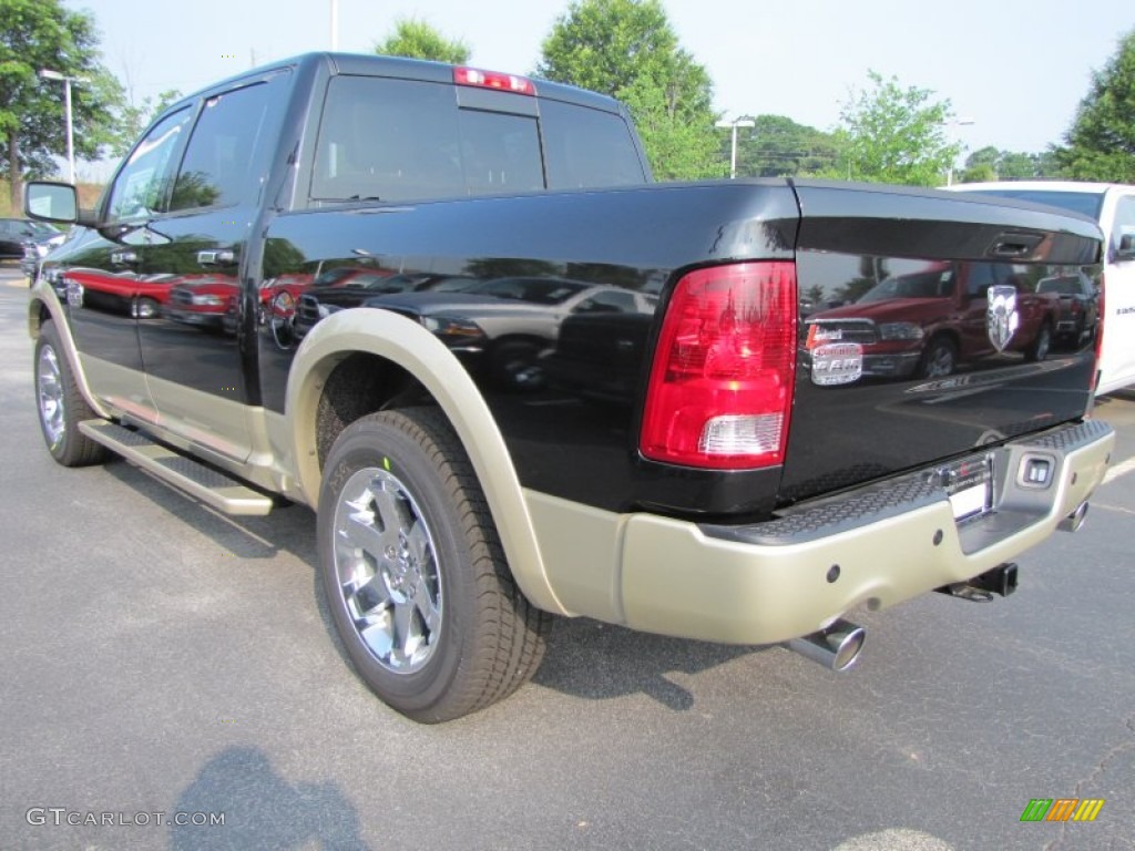 2011 Ram 1500 Laramie Longhorn Crew Cab - Brilliant Black Crystal Pearl / Light Pebble Beige/Bark Brown photo #2