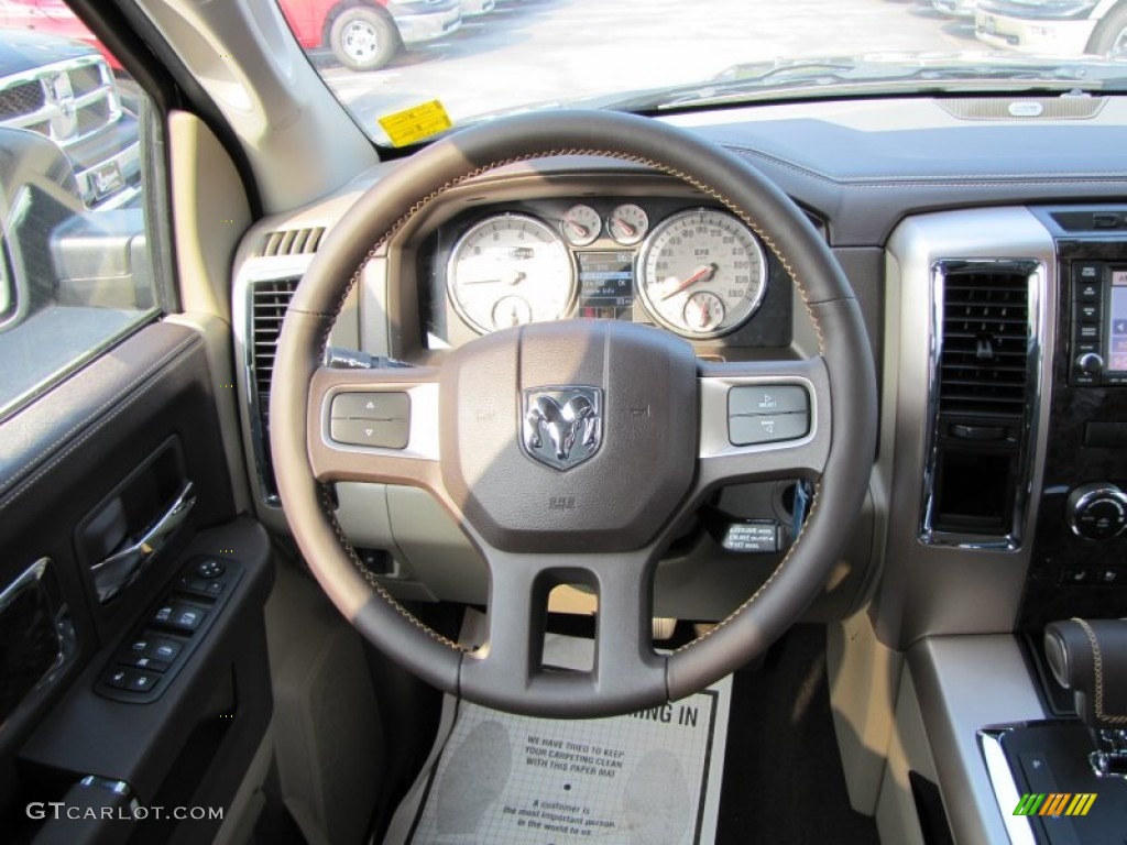 2011 Ram 1500 Laramie Longhorn Crew Cab - Brilliant Black Crystal Pearl / Light Pebble Beige/Bark Brown photo #11