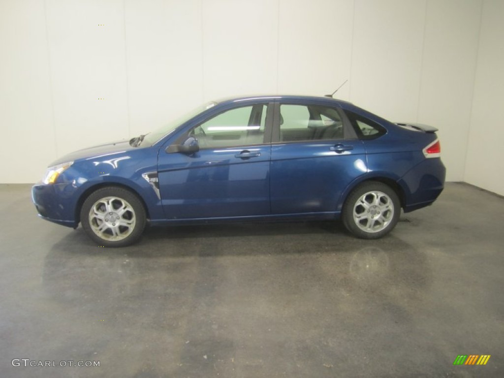 2008 Focus SES Sedan - Vista Blue Metallic / Medium Stone photo #3