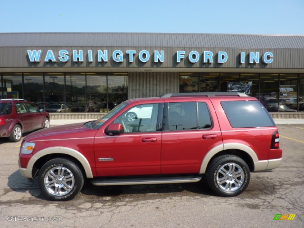 2008 Explorer Eddie Bauer 4x4 - Redfire Metallic / Camel photo #1