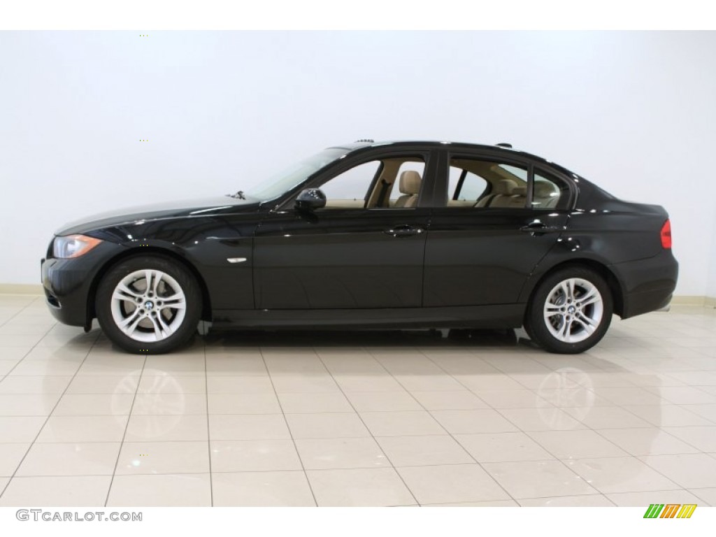 2008 3 Series 328xi Sedan - Black Sapphire Metallic / Beige photo #4