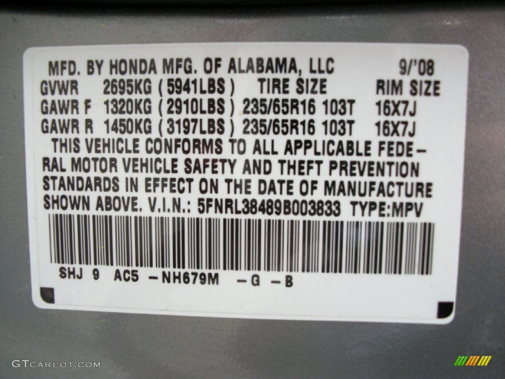 2009 Odyssey Color Code NH679M for Slate Green Metallic Photo #50372313