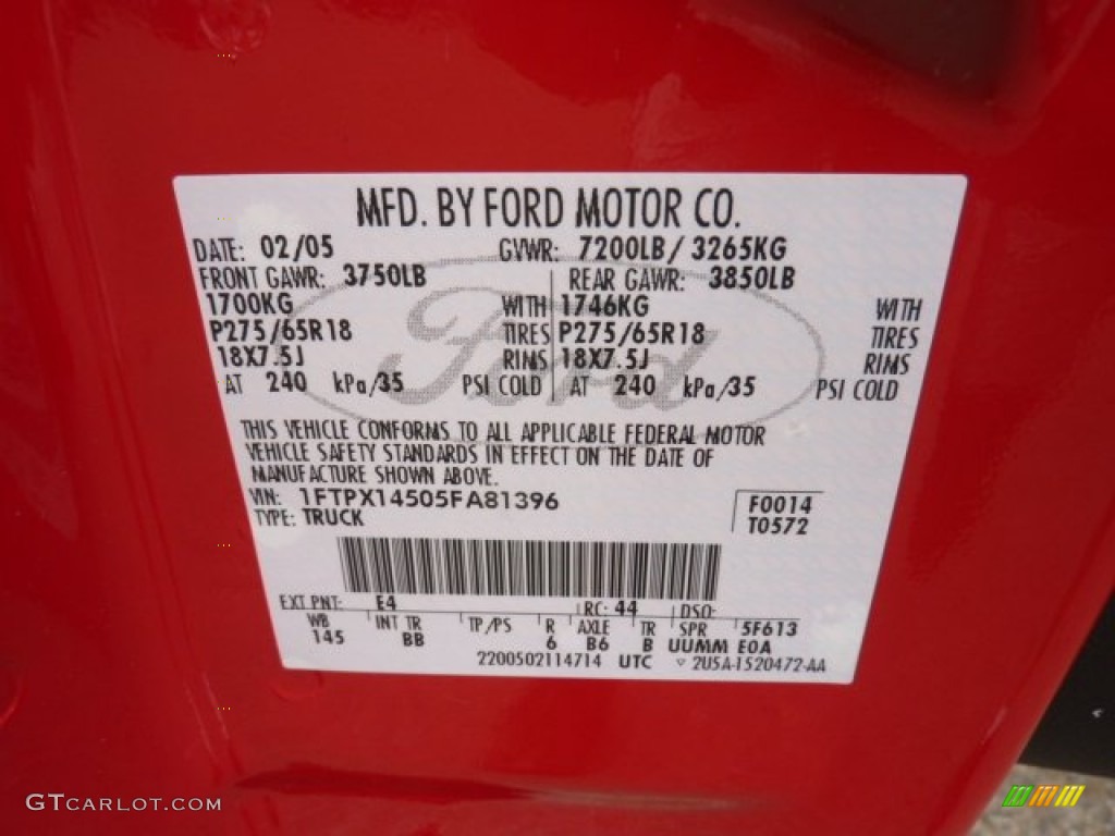 2005 F150 FX4 SuperCab 4x4 - Bright Red / Black photo #19