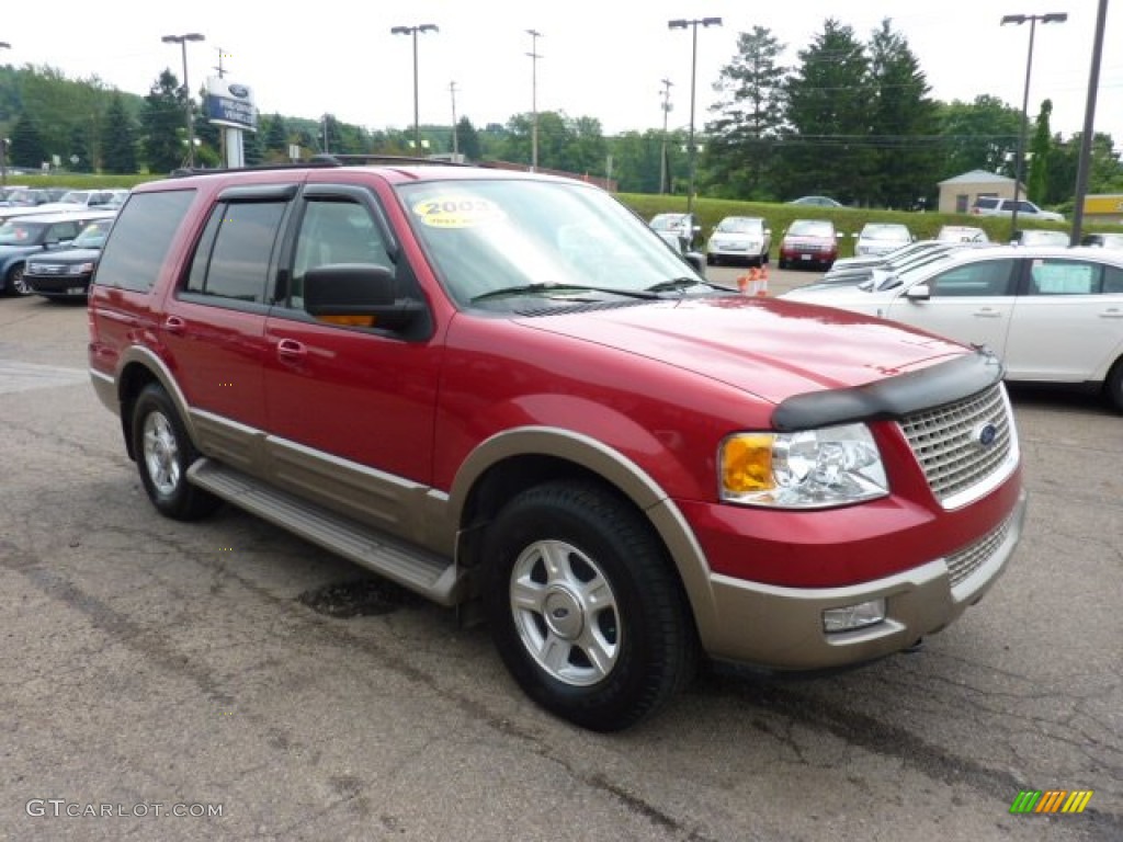 2003 Expedition Eddie Bauer 4x4 - Laser Red Tinted Metallic / Medium Parchment photo #4
