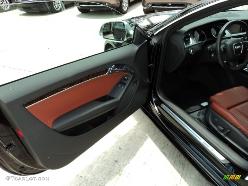 2009 Audi S5 4.2 quattro Tuscan Brown Silk Nappa Leather Door Panel Photo #50389833