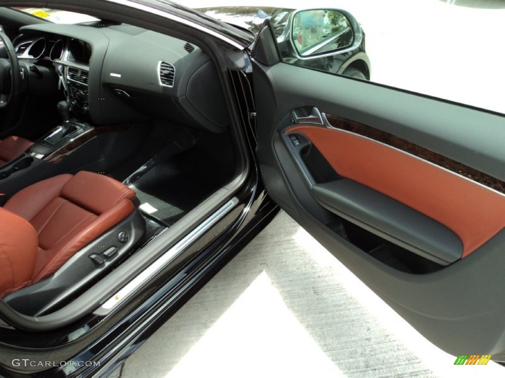 2009 Audi S5 4.2 quattro Tuscan Brown Silk Nappa Leather Door Panel Photo #50389878