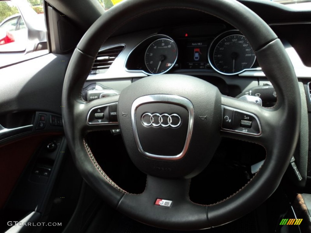 2009 Audi S5 4.2 quattro Tuscan Brown Silk Nappa Leather Steering Wheel Photo #50389972