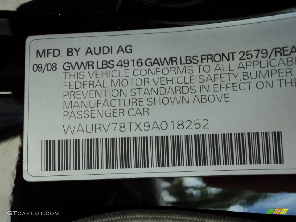 2009 Audi S5 4.2 quattro Info Tag Photos